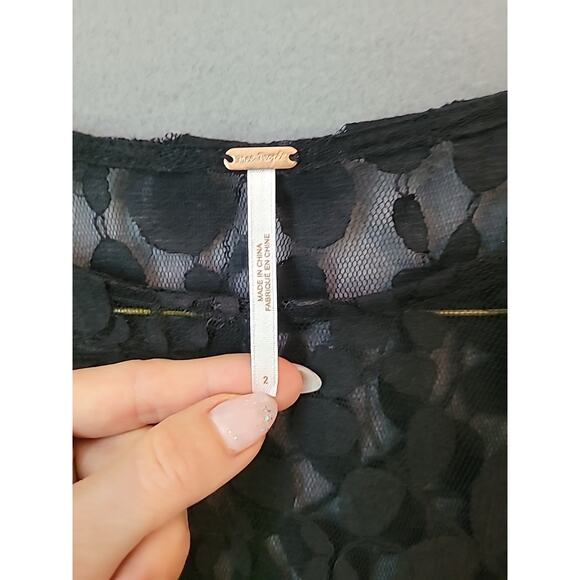 Free People Queens Love Black Lace Gothic Dress Sz 2 EUC - Picture 5 of 13